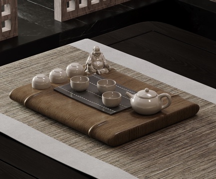  茶具 新中式茶具 茶壶 茶杯3d模型 