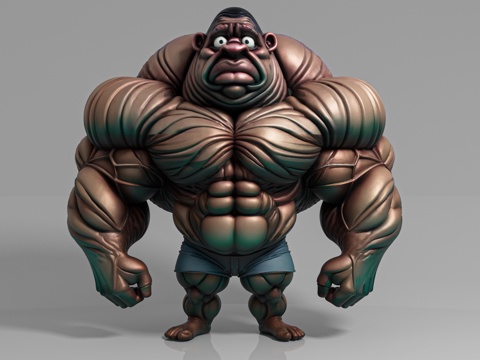  Q版卡通人物形象 肌肉男人 黑人人物 滑稽抽象 创意艺术 摆3d模型 