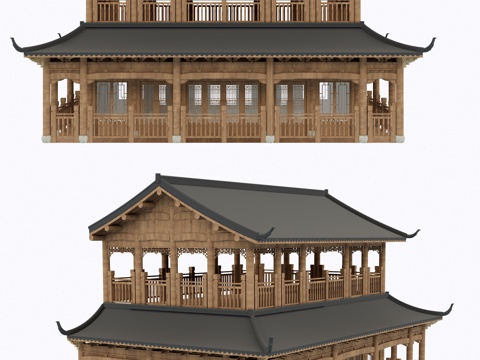  木构建筑su模型 