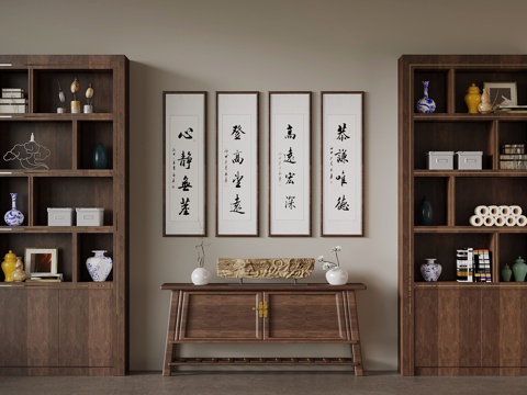  茶柜 新中式茶柜 装饰画3d模型 