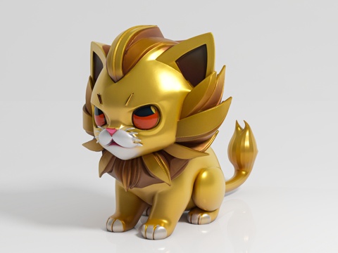 金狮狮子神兽手办 雕塑雕像 雕塑摆件 动物摆件 游戏动漫 手3d模型 