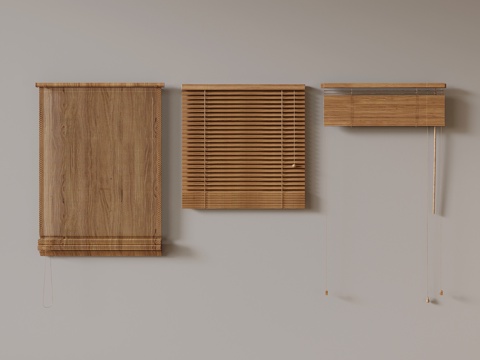  百叶帘 现代百叶帘 卷帘 竹帘su模型 