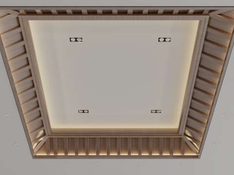  新中式天花吊顶3d模型 