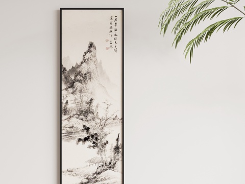  新中式禅意挂画su模型 