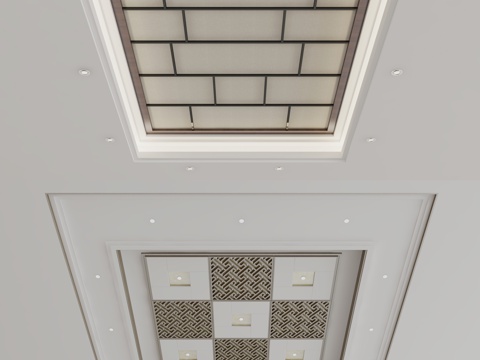  新中式天花吊顶3d模型 