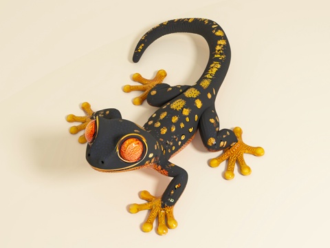  黑金壁虎蜥蜴守宫 爬宠宠物 蜥蜴雕塑 手办摆件 玩具玩偶 展3d模型 