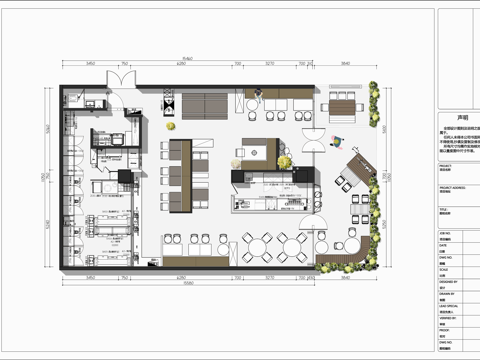  烧烤中餐店平面布置图cad施工图 