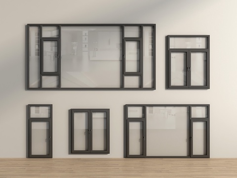  现代窗户平开窗落地窗3d模型 