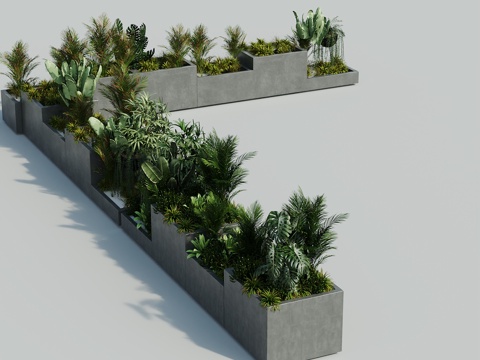  绿植花箱盆栽3d模型 