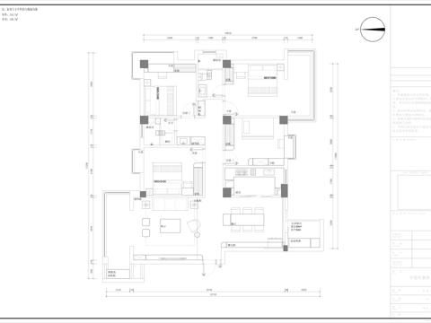  138㎡四房家裝空間設計CAD施工圖cad施工圖 