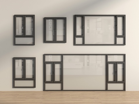  现代窗户平开窗落地窗3d模型 