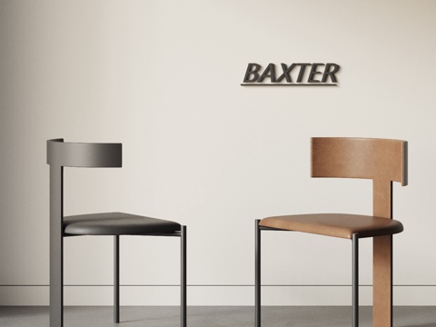  BAXTER 现代 意式 中古风 极简 单椅组合 餐椅 皮椅3d模型 