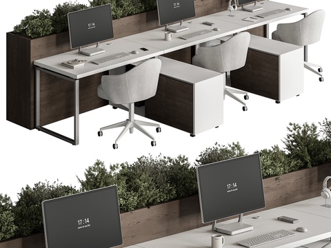  现代意式办公桌椅3d模型 