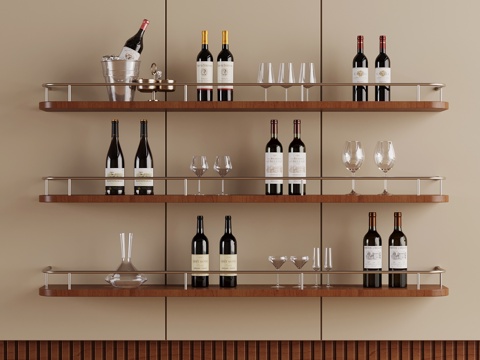  现代酒水食物 红酒 酒具 酒杯su模型 