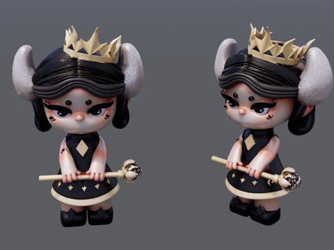  黑色衣服小魔女雕塑su模型 