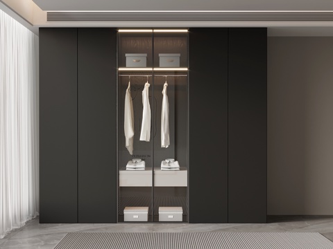  衣柜 现代极简衣柜 服饰su模型 