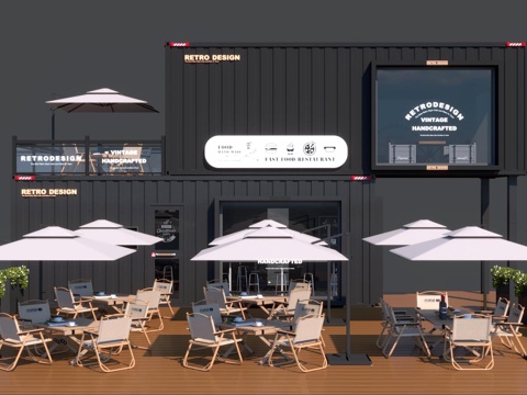  集装箱咖啡厅3d模型 