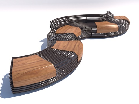  现代风格异性长椅3d模型 