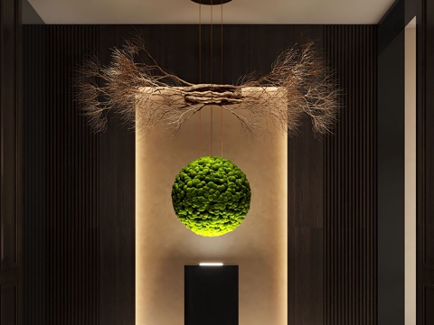  现代植物艺术装置 室内装置 苔藓装置 植物吊饰 植物景观su模型 