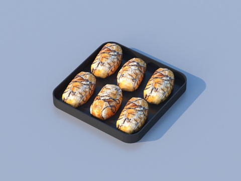  大饼 面包 饼干 食物su模型 