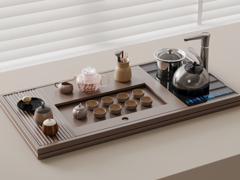  茶具 新中式茶具 茶杯su模型 