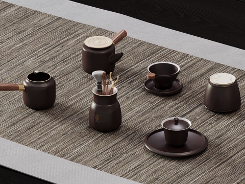 茶具 新中式茶具 茶杯su模型 