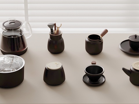  茶具 新中式茶具 茶杯su模型 