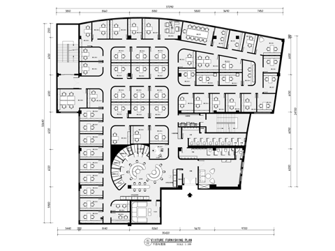  800平米共享办公室平面布置图cad施工图 