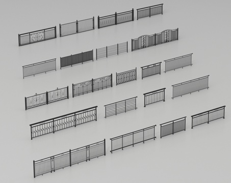  铁艺护栏 栅栏 围栏 栏杆3d模型 