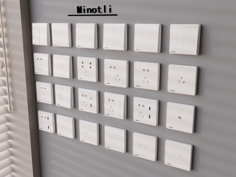  现代开关插座面板3d模型 
