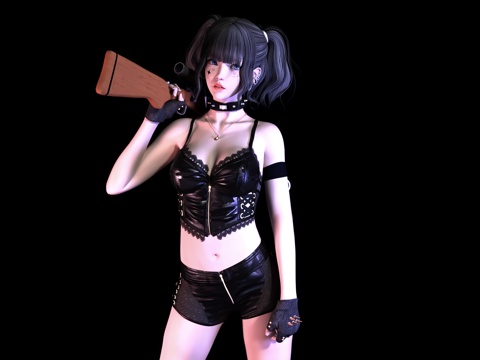 女人女性 皮衣美女人物 枪械动漫女生 卡通二次元少女 模特小3d模型 