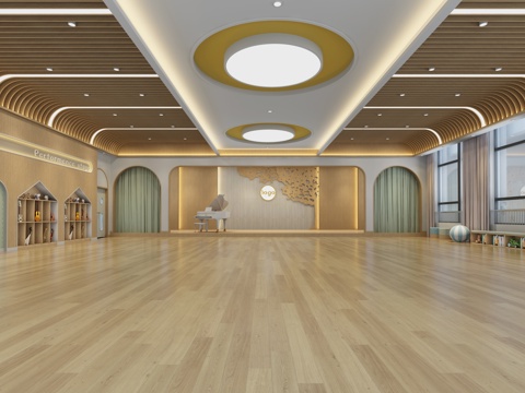  现代幼儿园多功能厅 幼儿园多媒体教室 幼儿园音乐教室3d模型 