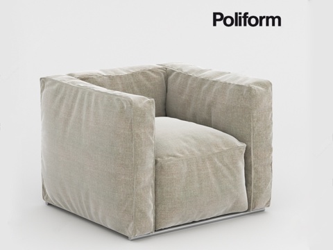  poliform现代单人沙发 布艺沙发 豆腐沙发3d模型 