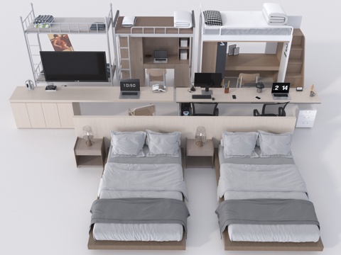  员工宿舍3d模型 