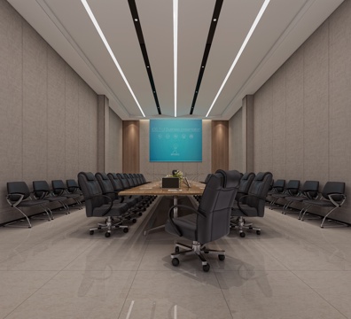  现代风格会议室模型办公桌椅3d模型 