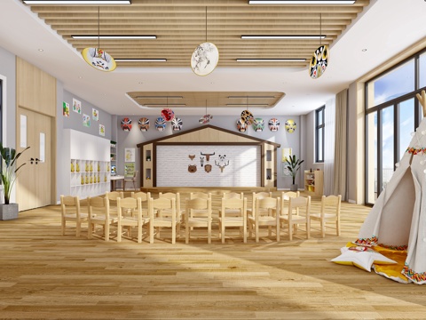  现代幼儿园戏曲功能教室 游乐帐篷3d模型 