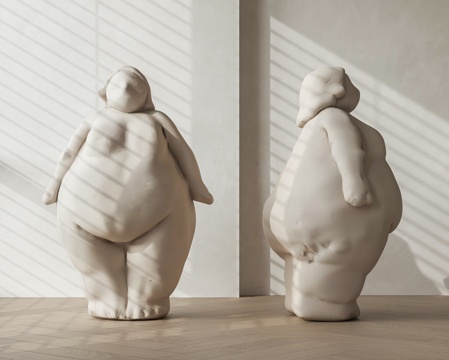  胖女孩 艺术雕塑 抽象人物雕塑 抽象雕塑3d模型 