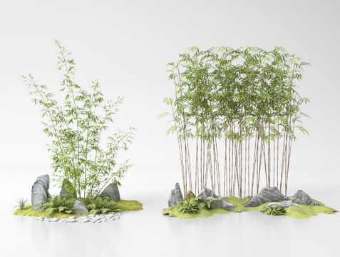  植物造景 竹子 竹林 庭院小品 景观小品su模型 