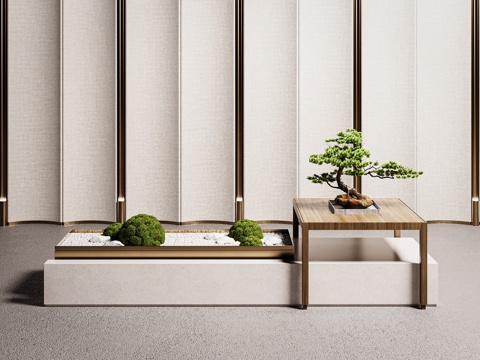  新中式室内景观  室内造景 景观小品3d模型 