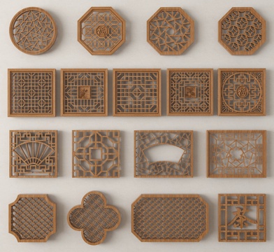  窗户 镂空窗 雕花窗 花格窗3d模型 