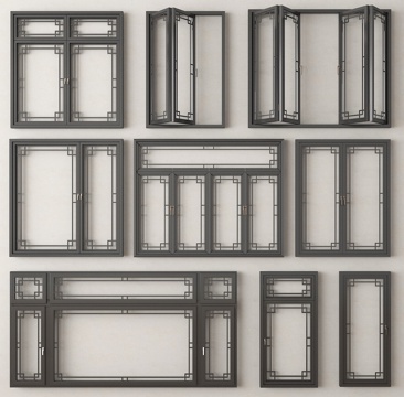  中式平开窗 窗户 花格窗3d模型 