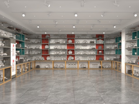  酒店用品店 酒店用品 货架 展柜货架 碗碟架 碗碟用品 酒杯su模型 