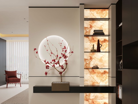  现代玄关过道 装饰性玄关 玄关隔断 入户玄关 透光石背景3d模型 