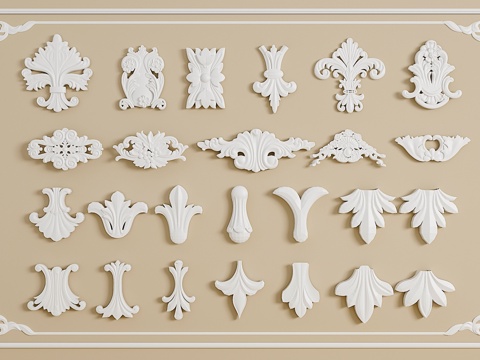  欧式石膏雕花组合3d模型 