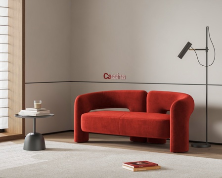  Cassina Dudet 现代双人沙发 布艺沙发 沙发长椅su模型 