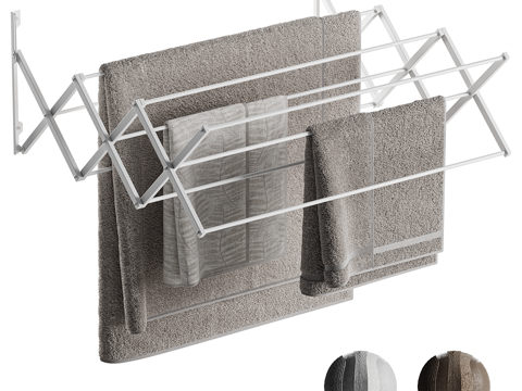  现代极简可伸缩毛巾架3d模型 
