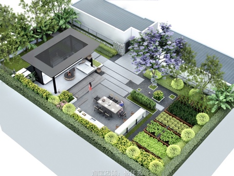  现代屋顶花园 空中花园 庭院花园 花园 庭院 菜园su模型 