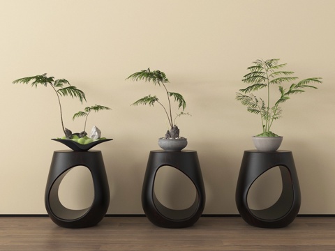  盆景 盆栽 绿植 植物 花几3d模型 