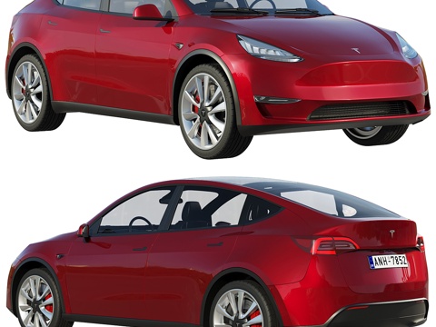  红色特斯拉 Model Y 20203d模型 