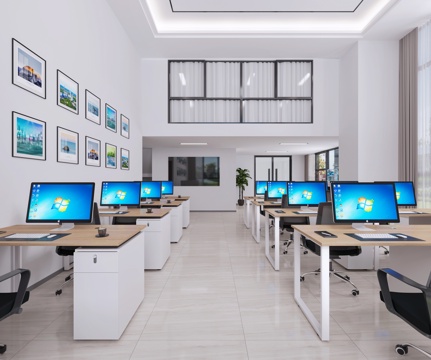  开放办公区3d模型 